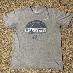 Nike Utah State Aggies Basketball Shirt Mens L Gray Short Sleeve Vintage NCAA
